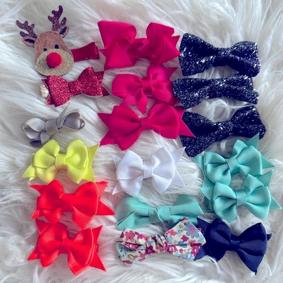 Hair bows - hair clips sparkly and floral and plain VGUC - Picture 4 of 6